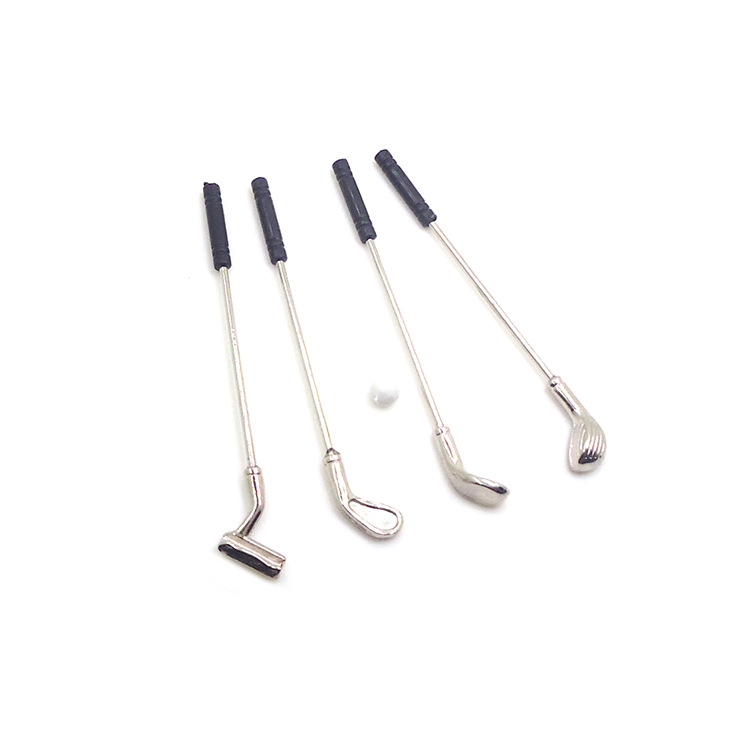 1:12 Dollhouse accesorios Dollhouse simulación mini cuatro clubes de golf más bola modelo