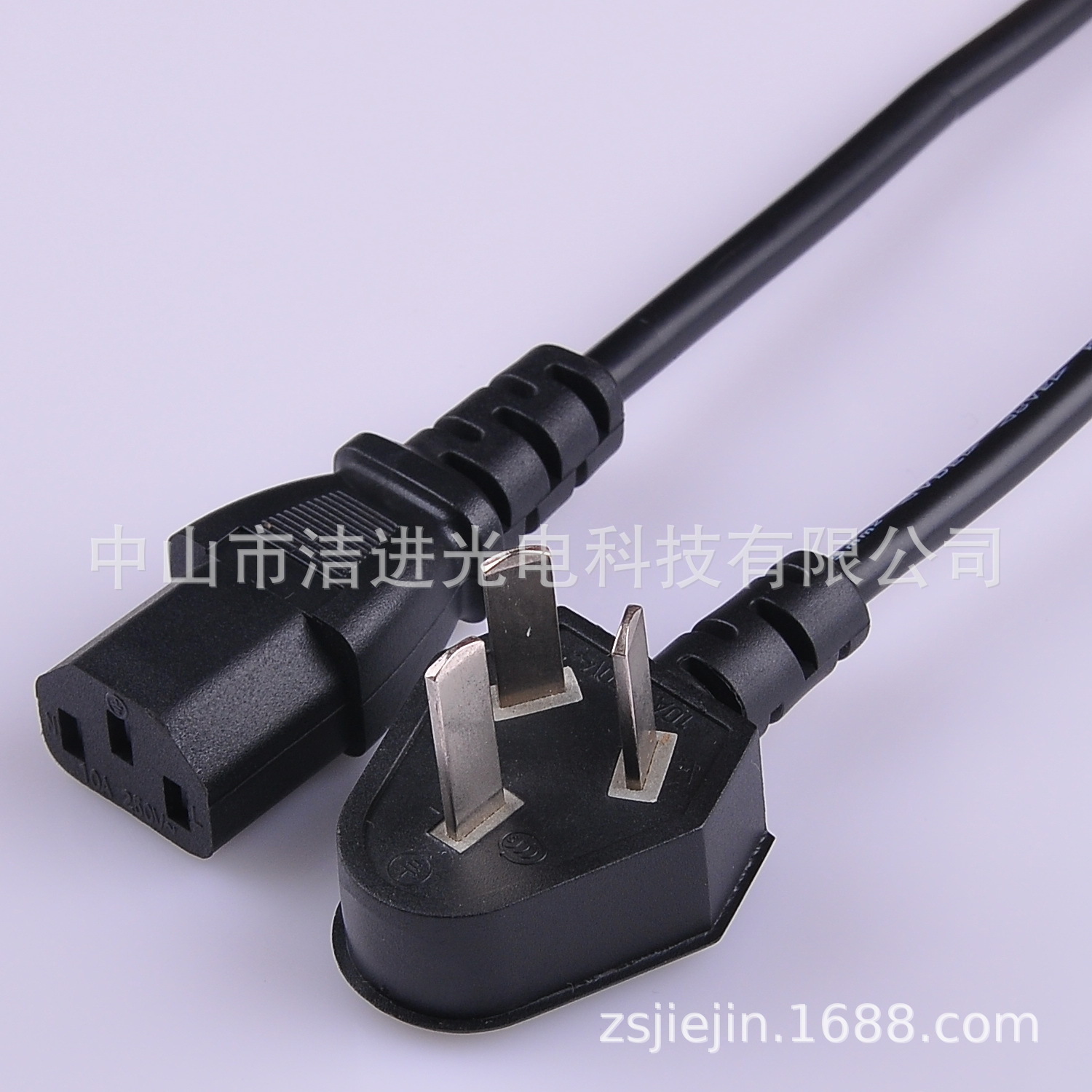 中国三扁插带品字尾电源线 家用电器电饭煲电源连接线 三插电源线