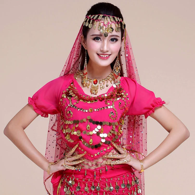 Танец живота вуаль головные уборы Индийские танцы вуаль головные уборы ювелирные изделия Основные моменты сетчатые головные уборы