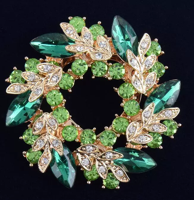 Brooch pin, light‑luxury crystal wreath, multicolor and K9 crystal options