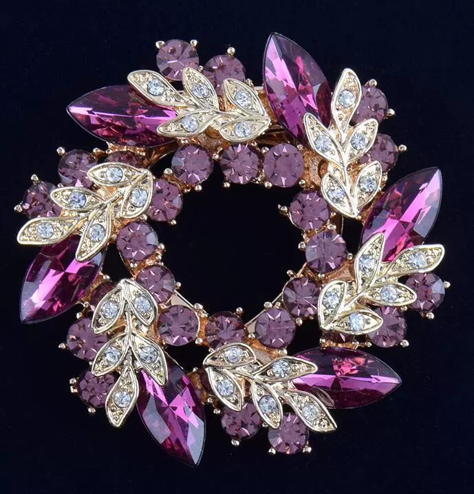 Brooch pin, light‑luxury crystal wreath, multicolor and K9 crystal options