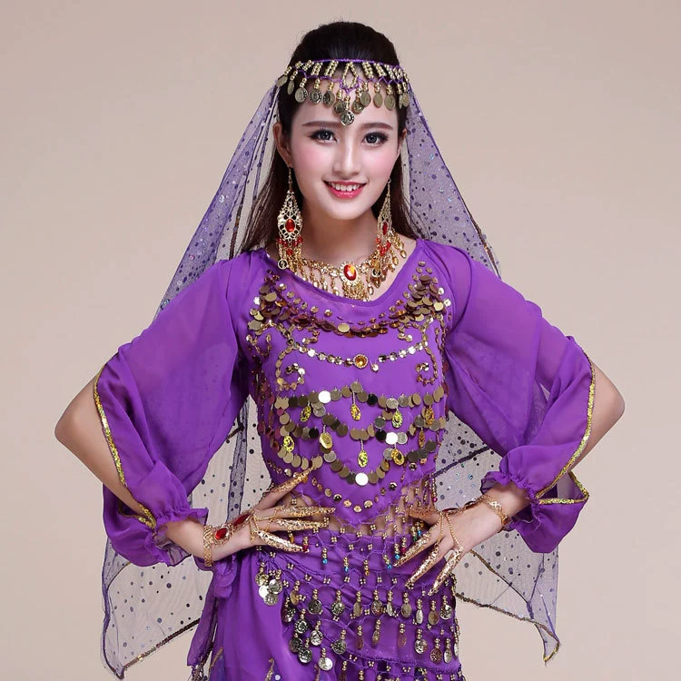 Танец живота Новый костюм Топ Индийский танец производительности костюм Руи с длинным рукавом Топ женщин