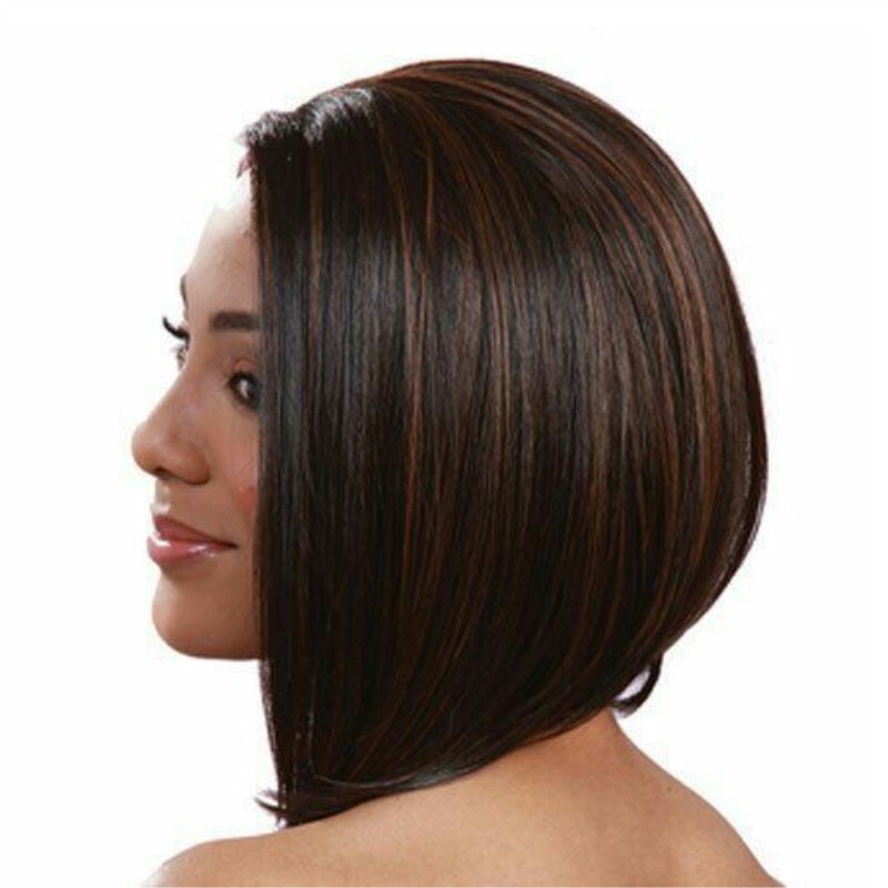 外国貿易の欧米のファッションの女性のショートヘアのboboの頭は顔の中でまっすぐな髪の側を修理して前髪のナシの花の頭の茶色の金色を分けます。|undefined