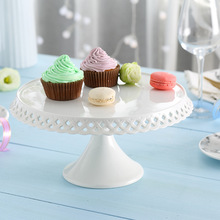 欧式陶瓷高脚蛋糕盘子水果架西式点心托盘镂空简约婚庆摆盘12寸