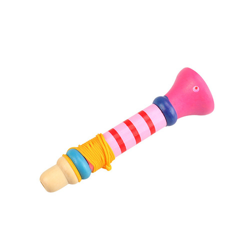 Wooden small trumpet colorful wooden whistling musical instrument infant educational early education gift trumpet children's toy