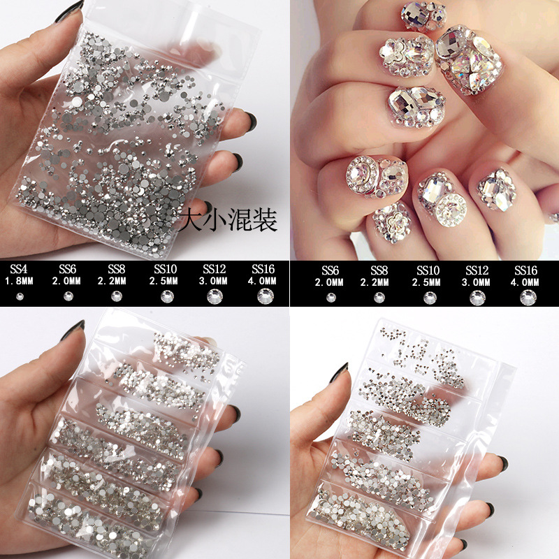 Diamante del clavo transparente AB plana de color cristal diamante joyería nuevo Super Flash combinación tamaño mezclado Rhinestone image 4