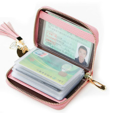 爆款 纯牛皮女包钱包卡包女式可爱流苏拉链韩版大容量银行卡夹