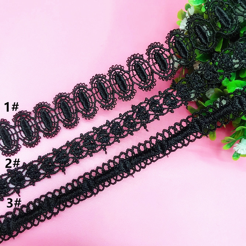热销精致涤纶水溶花边 黑色蕾丝项链花边 饰品花边辅料 现货批发
