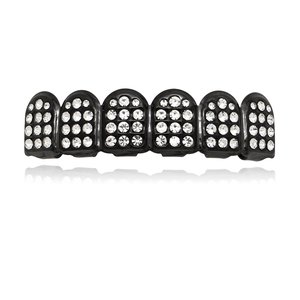18K chapado en oro de color diamante hip hop tirantes parrillas hombres y mujeres adecuados diamante incrustado seis dientes vampiro colmillos Accesorios
