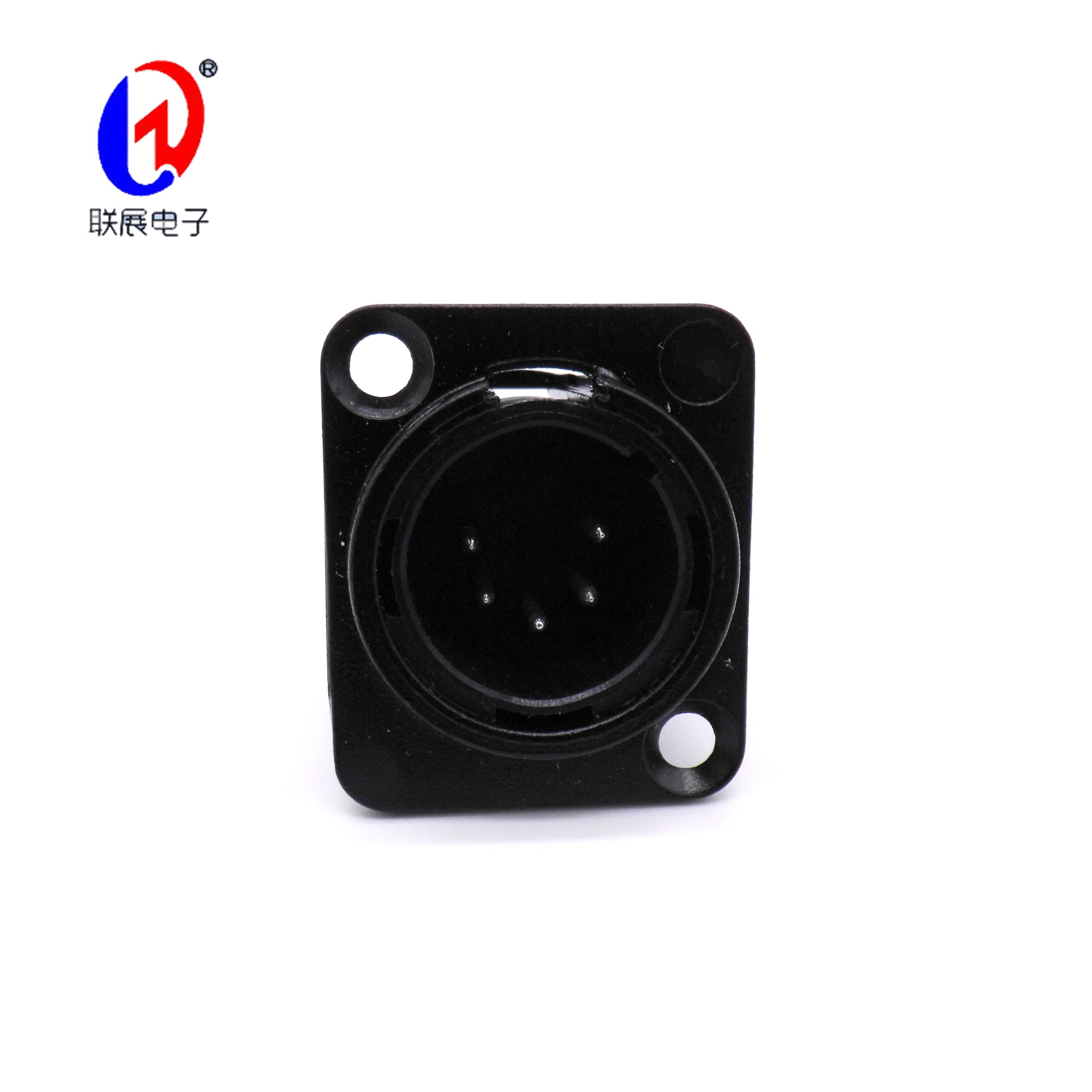 厂家供应XLR系列4芯卡侬座CT5-15黑色公座连接器音箱插座金属方座