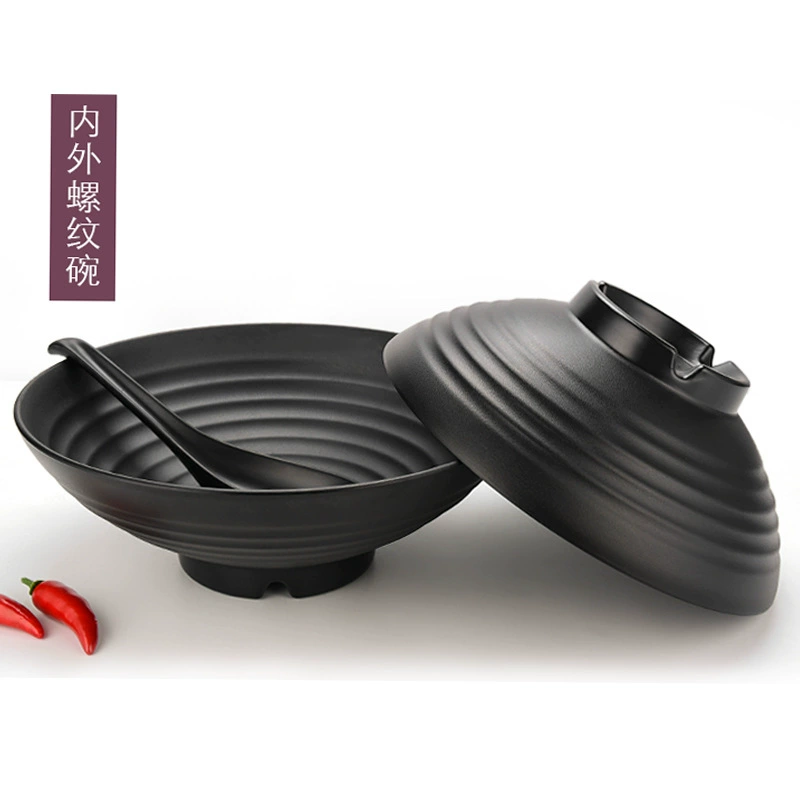 Japanese black matte big plastic soup bowl
