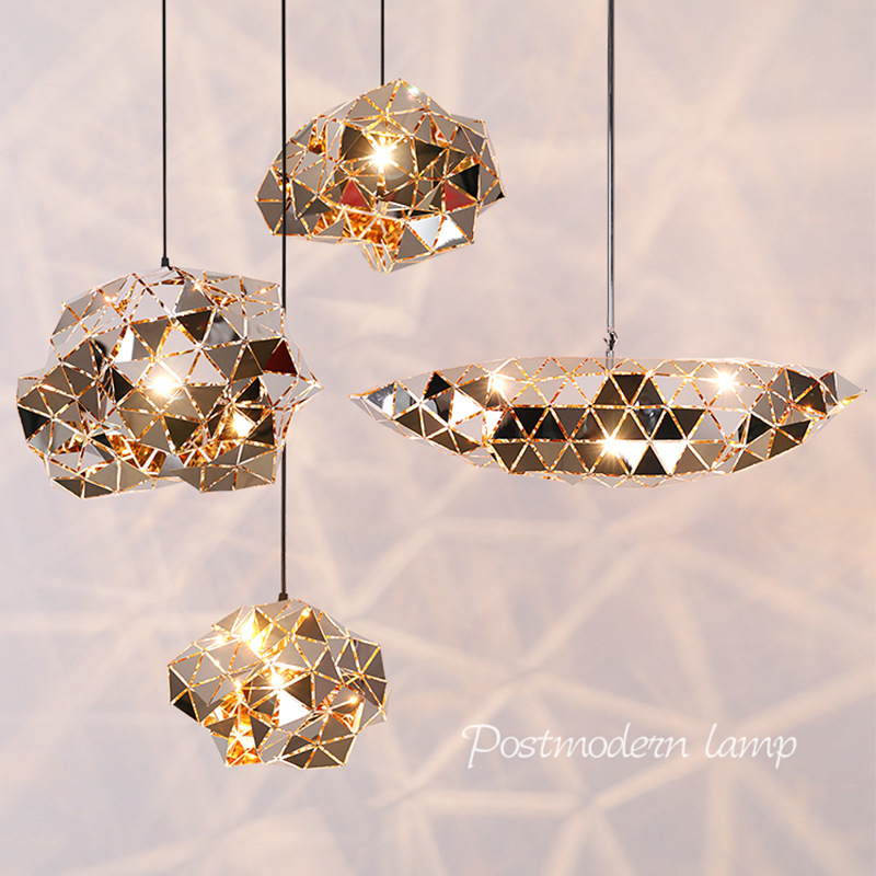 Modern Simple Internet Celebrity Chandelier Stainless Steel Carved Hollow Chandelier Restaurant Milk Tea Shop Cafe Decorative Lamps