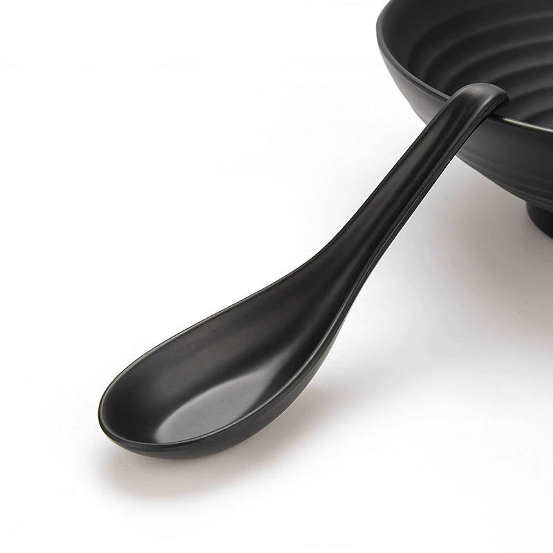 Japanese black matte big plastic soup bowl