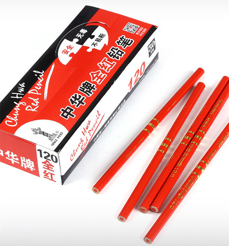 Zhonghua brand 120 special pencil full red pencil round pencil construction setting line marking red pencil