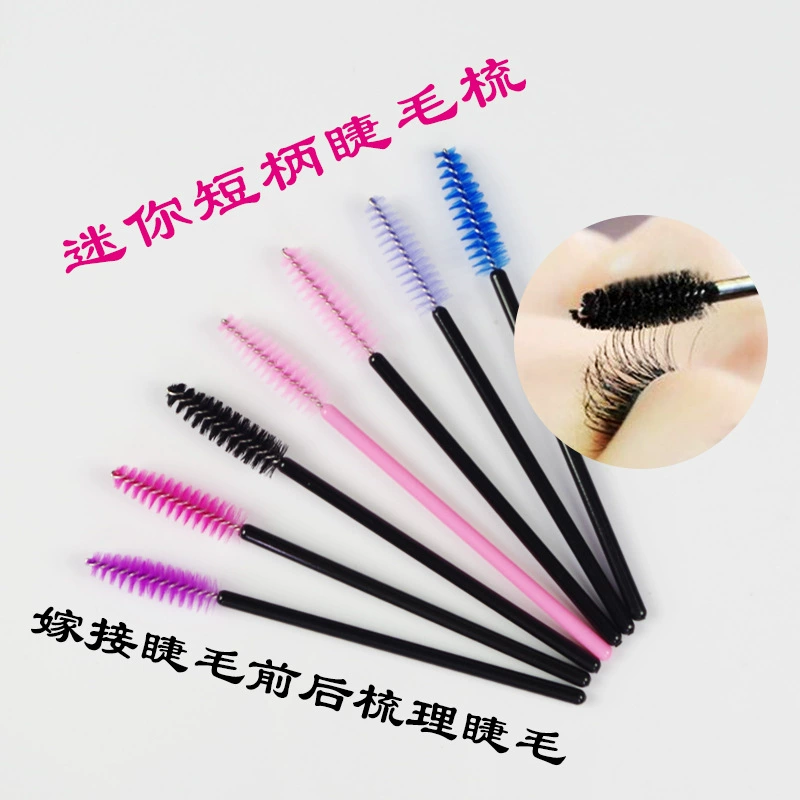 Mini eyelash spoolie brushes, multicoloured handles, soft nylon bristles, assorted color options