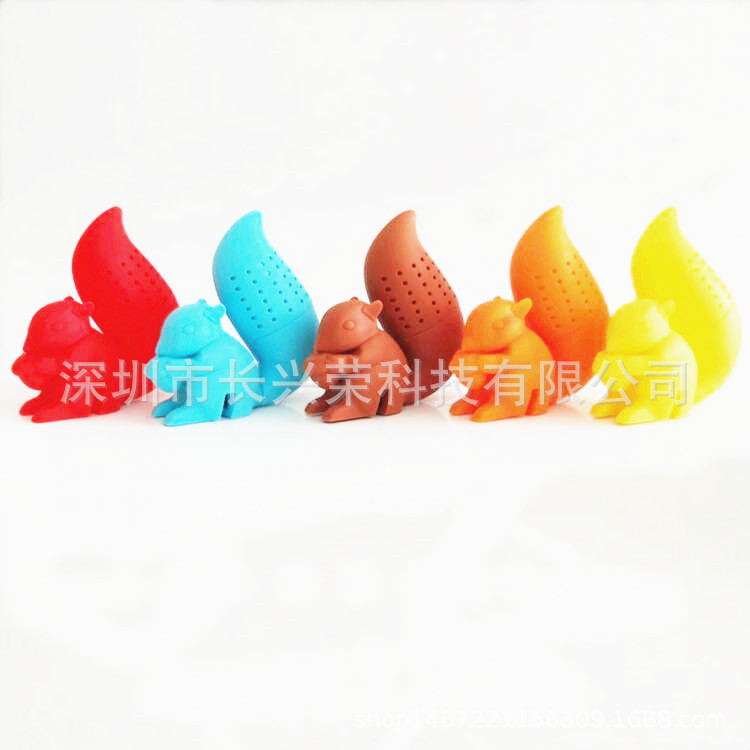 创意松鼠泡茶器 松鼠硅胶泡茶器 硅胶日用品 环保茶包过滤器