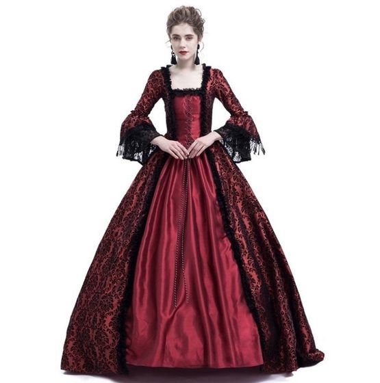 2024 Amazon wish Foreign Trade Lace Stitching Big Horn Sleeve Medieval dress Court Retro Europe and America