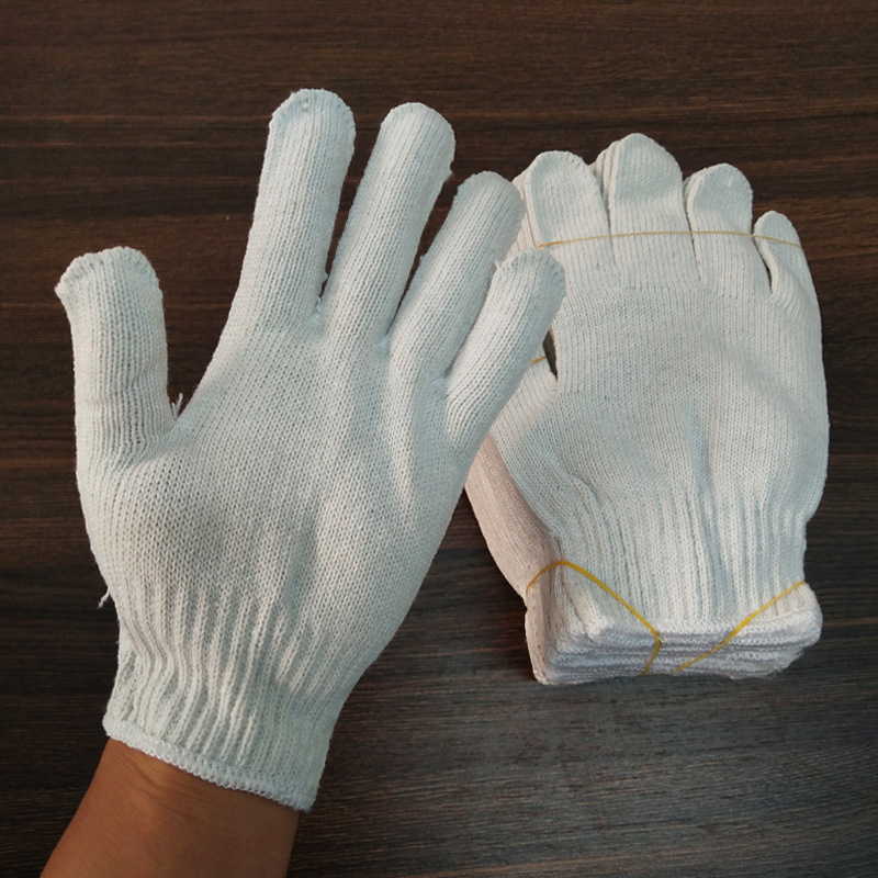 工厂直销600克白线手套灯罩棉线手套加厚加大耐磨防滑劳保手套