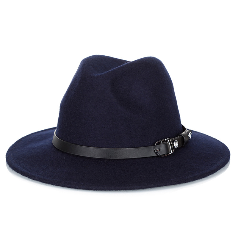 Sombrero de otoño e invierno sombrero de copa de lana pura Sombrero de jazz británico Moda transfronteriza europea y americana plana neutra · Ala · sombrero de fieltro