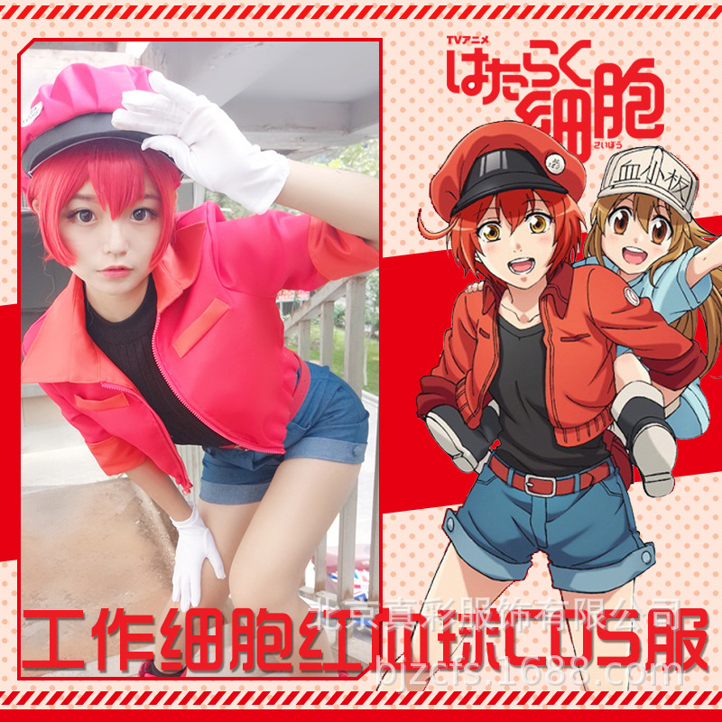 工作细胞红细胞 赤血球 cosplay服装 可双面穿外套 靴子现货