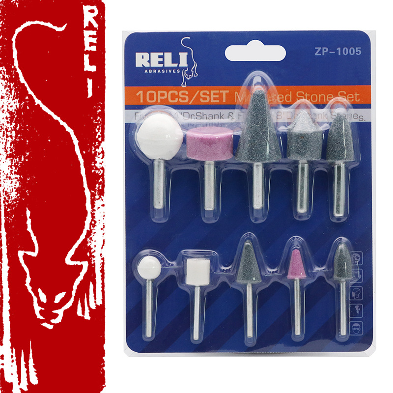 热力打磨机跨境10PC套装磨头带柄砂轮陶瓷美甲角磨机抛光火石仔