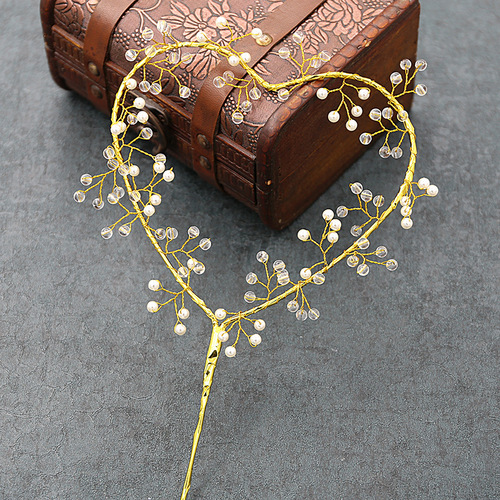 Cake Baking Handmade Heart Insert Card Star Children's Birthday Insert Card Pearl Heart Shape Insert Dessert Scene Ornament