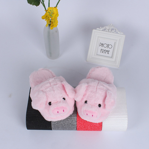 Chic Cartoon Pink Little Pig Slippers for Couples - Warm Home Slippers with Fuzzy Floor Cushion - Winter Edition