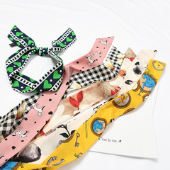 Chic small ribbon-bound bag handles scarf Korean small neckerchief decoration literary fluttering ribbons spring and autumn multi-functional scarf