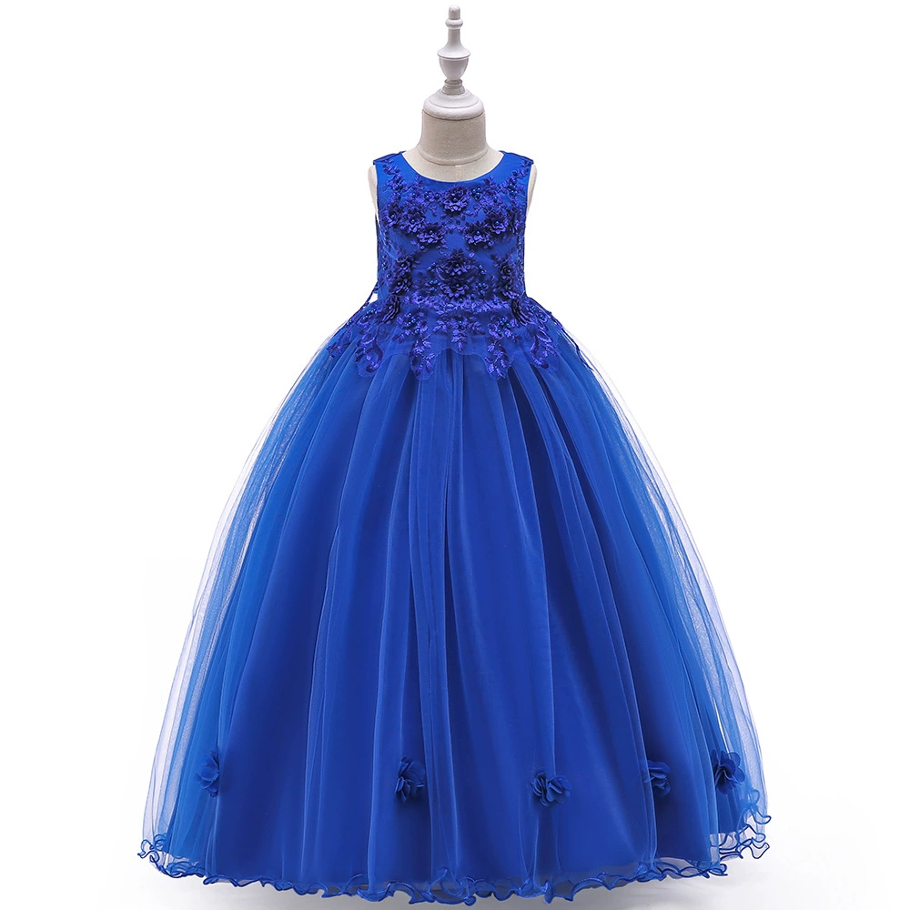 Princess evening dress LP-212, girls sleeveless long wedding gown, European style, sizes 120–170 cm