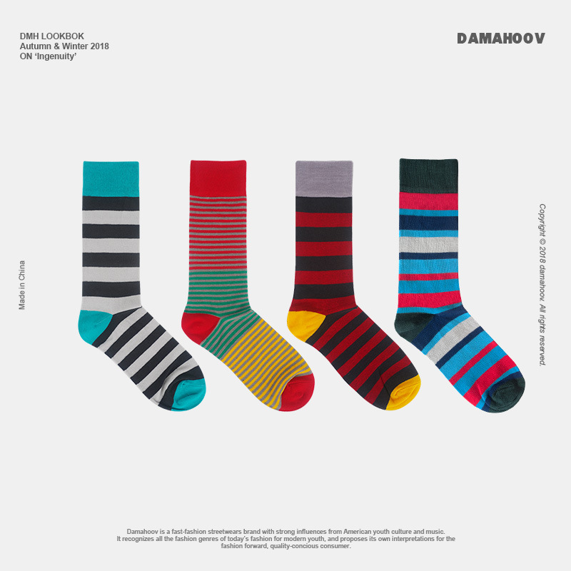 2025d Men's Long Mid-Calf Breathable Striped Street Hip-Hop Basketball High-Top Trendy Versatile All-Season Plus Size Socks_voghion.com