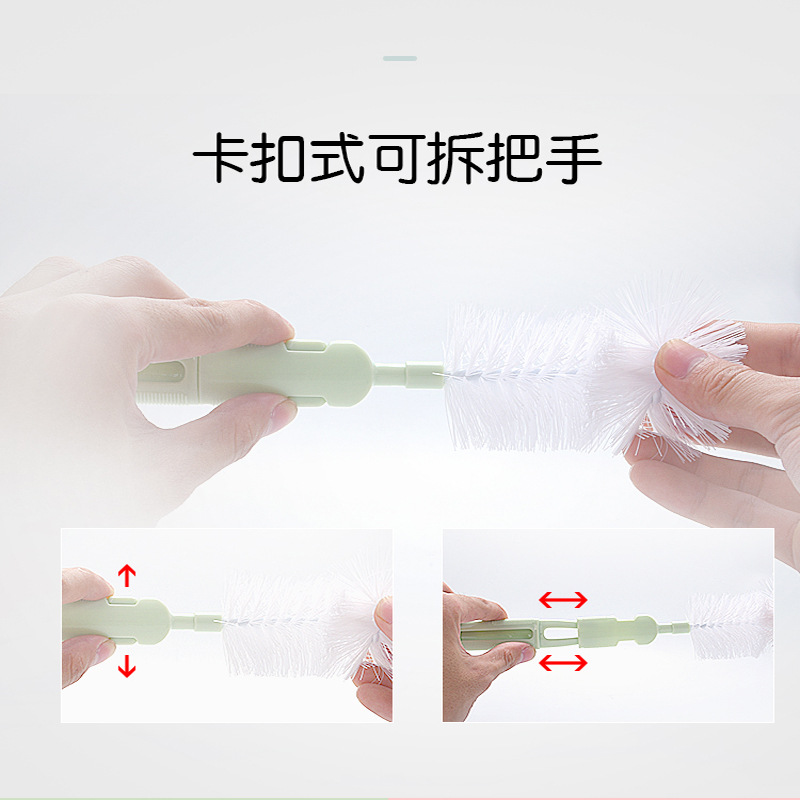 Oudeini biberón pezón de limpieza combinación cepillo tamaño biberón de dos piezas accesorios cepillo de nylon fábrica al por mayor