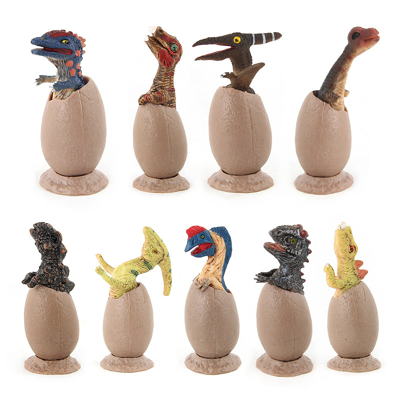 Incubación de huevos de dinosaurio juguetes para niños 9 piezas de huevos de dinosaurio traje de incubación huevos de dinosaurio modelo hecho a mano en stock al por mayor