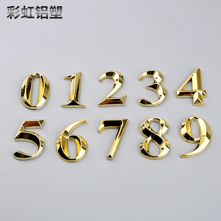 Manufacturer Wholesale Creative Golden House Number Digital Hotel Room Number Plate Abs Injection Molding Electroplating Plate