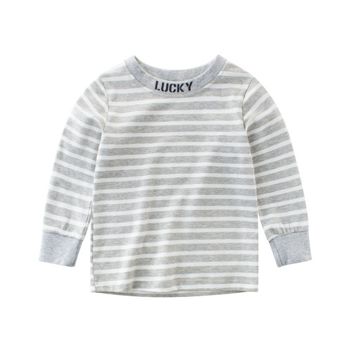 27KIDS Children's Clothing 2024 Autumn Children's T-shirt Girls Bottoming Shirt Baby Clothes Striped Shirt Dropshipping
