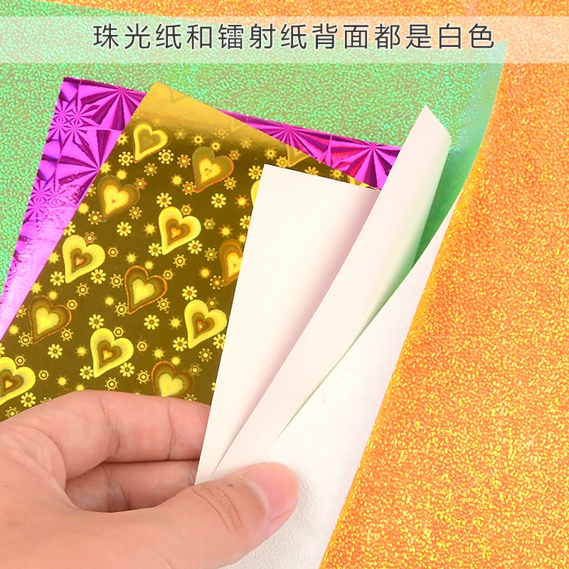 Квадратная смешанная Origami бумага, лазерная и жемчужная, assorted 5 цветов, несколько квадратных размеров