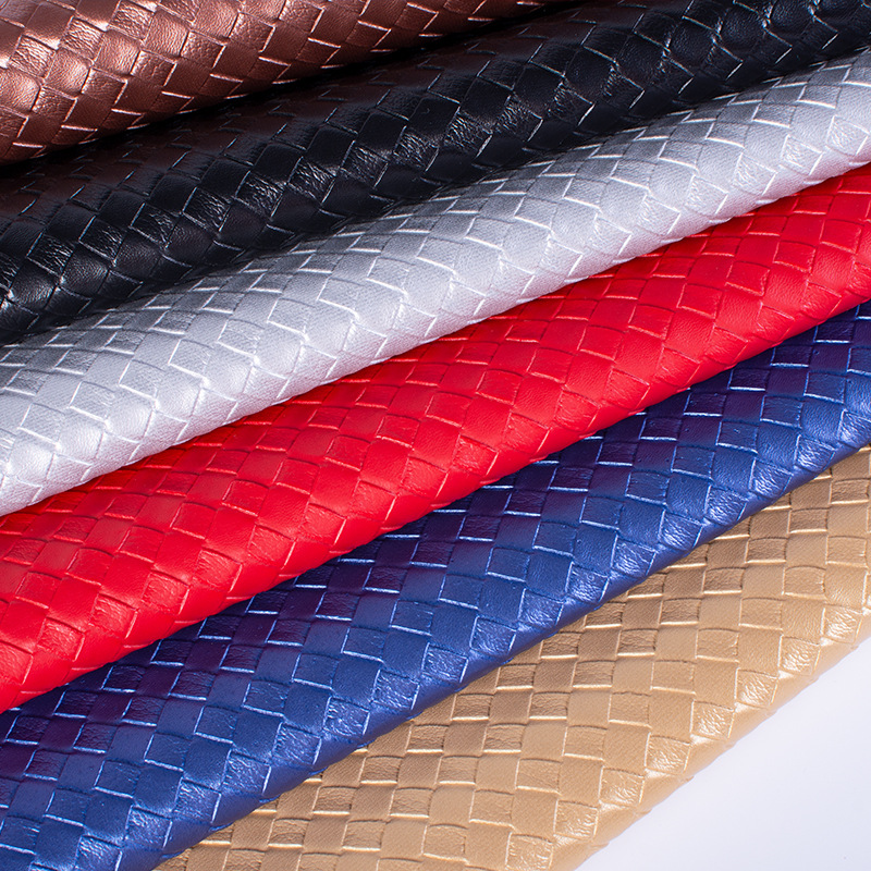 现货批发 竹编纹pvc皮革面料编织纹箱包皮革面料软包墙体装饰皮料