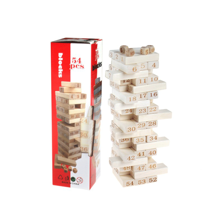 Boutique 54 piezas de madera apiladas de alta digital jengle apilados bloques de construcción juguetes de madera para niños educativos