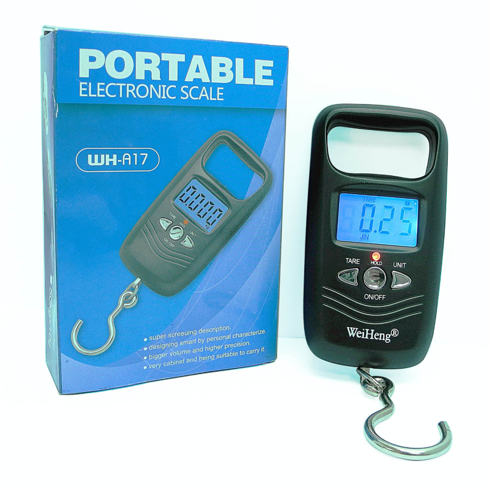 A17迷你电子手提秤钓鱼快递行李秤电子称 50kg 背光