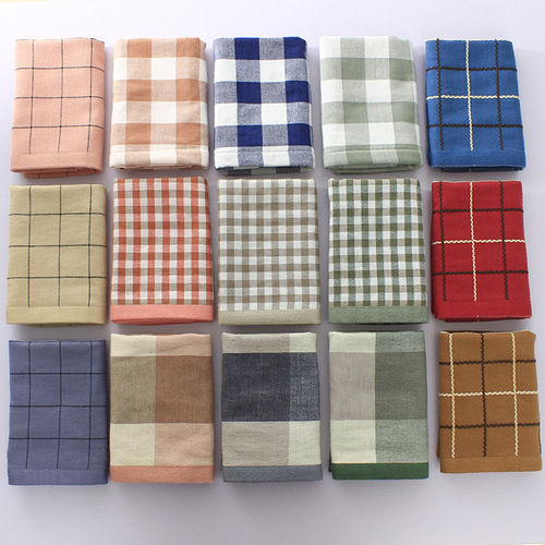 Japanese cotton gauze square towel plaid stripes thickened water-absorbent 34*34 hand towel handkerchief face towel face towel