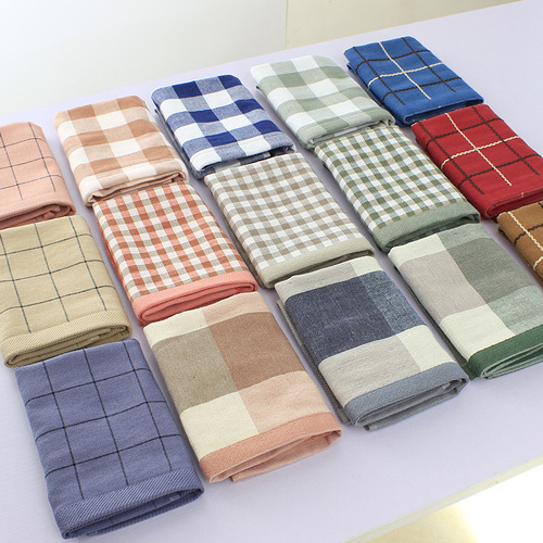Japanese cotton gauze square towel plaid stripes thickened water-absorbent 34*34 hand towel handkerchief face towel face towel