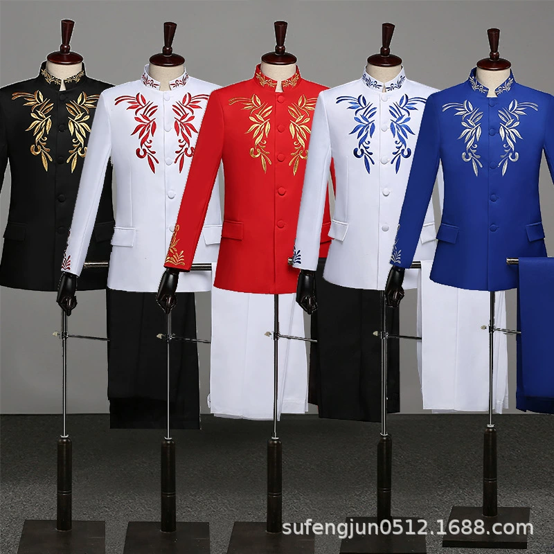 Чжуншаньский костюм мужской костюм с вышивкой Студия мужской китайский стиль 4 мая Молодежный студенческий костюм выпускной сезон Китайская Республика