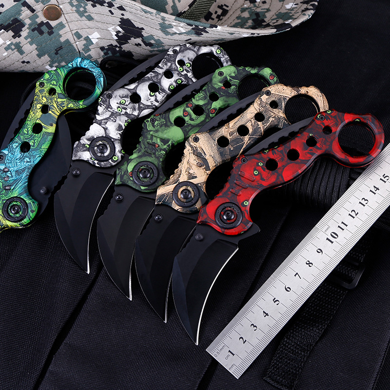 供应国外塑料披覆纹蝎子爪刀 魔蝎爪折刀 户外丛林生存小刀折叠刀