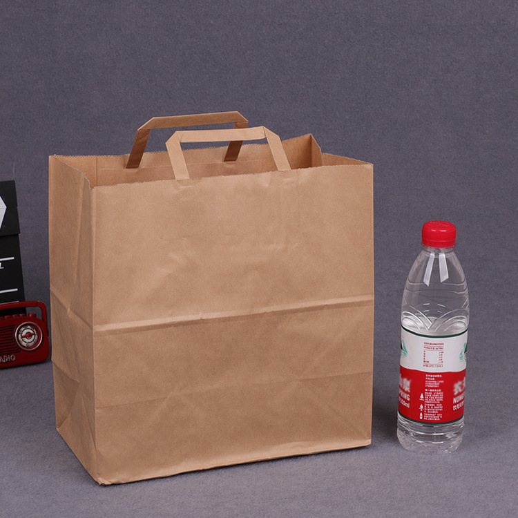 批发牛皮纸手提袋扁绳圆绳纸袋购物礼品包装袋外卖打包纸袋餐饮用