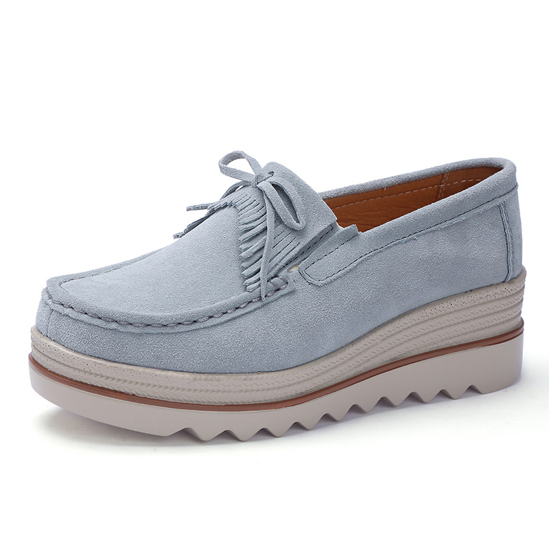 Zapatos de plataforma nuevos de primavera 2018 para mujer, zapatos sin cordones con suela gruesa, zapatos casuales de cuero suave para mamá, zapatos de talla grande
