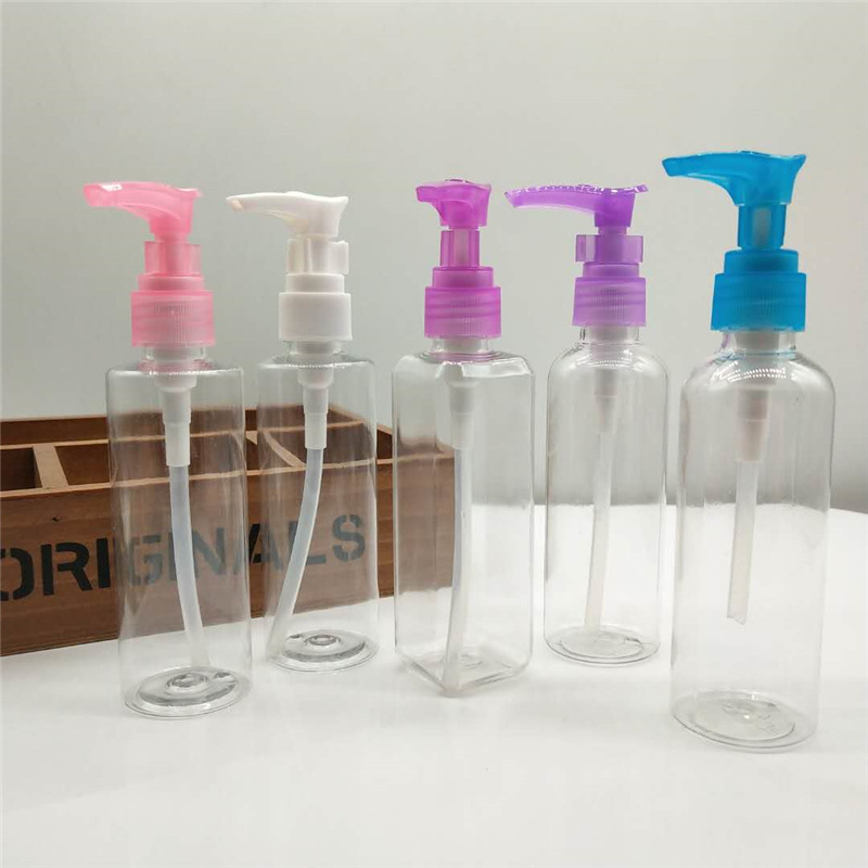 En stock PET 50 60 80ml 100mL prensa sub-botella de pico de pato loción botella de plástico botella de viaje