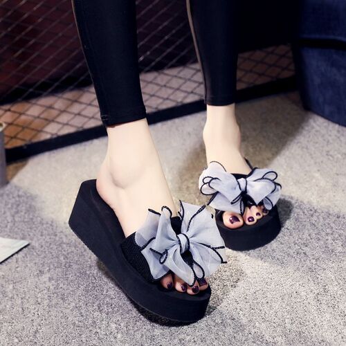New one-piece slide with handmade bow, 3-6 cm anti-slip, beach vacation travel fashion women's sandals trendy