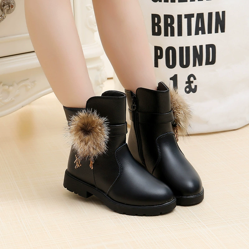 Martens, детские низкие ботинки для принцессы, зимняя обувь