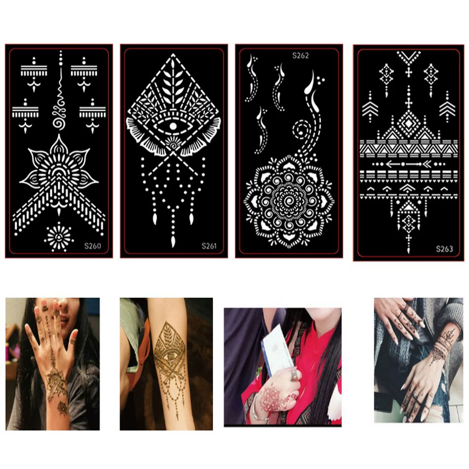 Henna, inkjet template, painted tattoo stickers