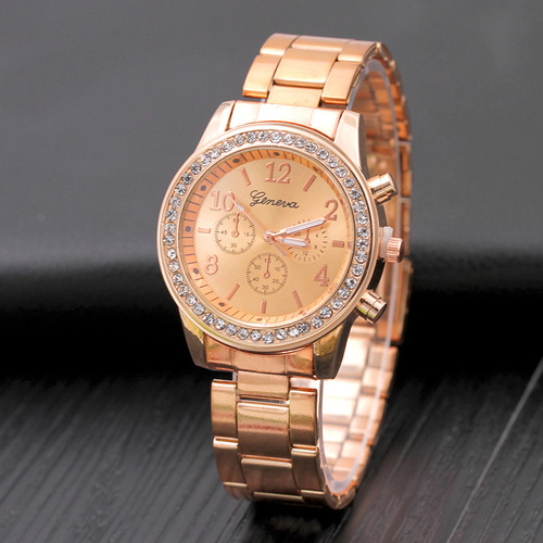 Cross-border new Geneva watch with diamond alloy steel band, women's quartz watch Geneva Watch