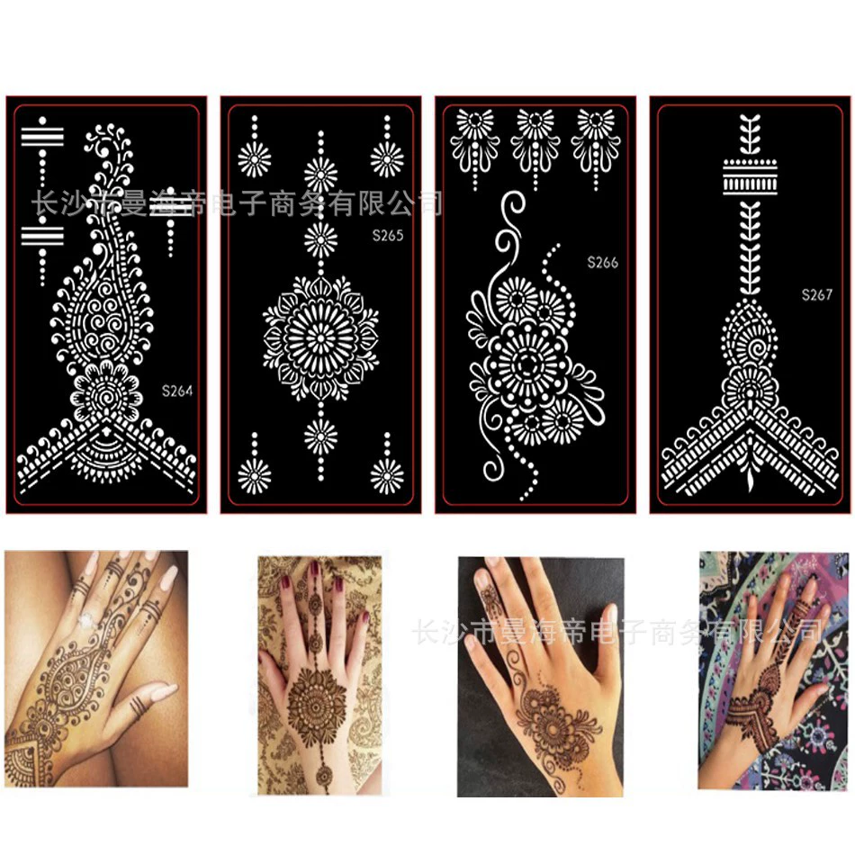 Henna, inkjet template, painted tattoo stickers